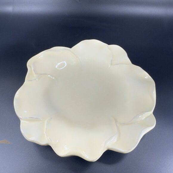 Roscher Flower Antique Butter Yellow Dish Plate 9inch Flower Shape Plate Set 2 - Picture 13 of 15